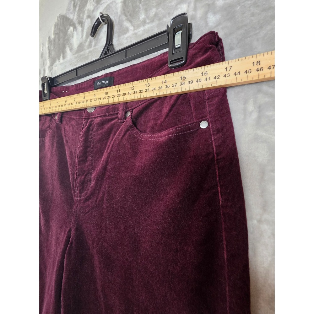 Well Worn Womens Burgundy Corduroy Straight Leg Pants Sz-12/32 Wine Red HighRise - Picture 4 of 7
